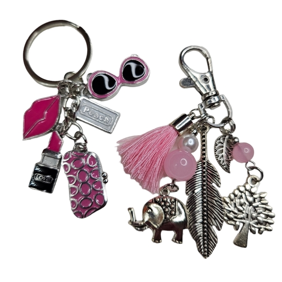 unbranded Jewelry - Women's Set of 2 Keychain Handbag Charms Purse Swag NWOT Silver Pink Gift Idea